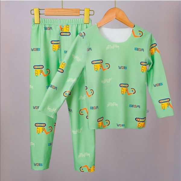 

2021 spring new kids boys girls pajamas long sleeves cotton cartoon dinosaur children wear clothes e918, White