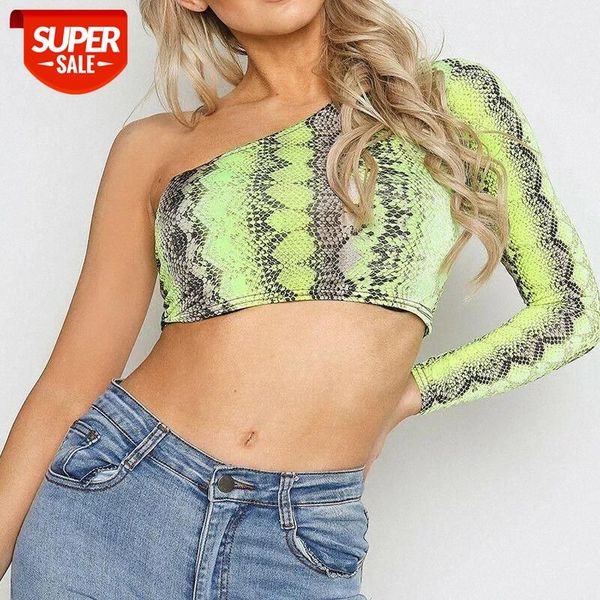 

2019 women snake beach vest one shoulder summer crops t-shirt clothing casual #df4h, White