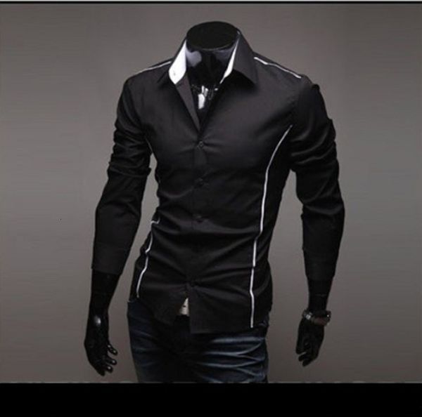 

new casual slim fit stylish mens shirts -3xl, White;black