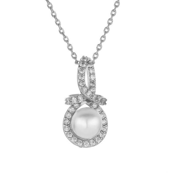 

pendant necklaces l'amour&ma women cute bow luxury crystal shell pearl shiny wedding jewelry accessories engagement, Silver