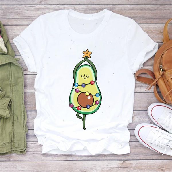 

women christmas avocado funny cute printing 90s holiday print lady tshirt ladies graphic t shirts female tee t shirt, White