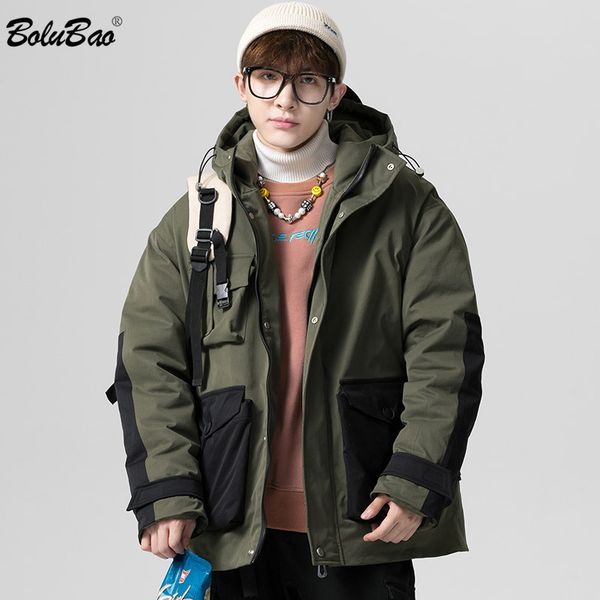 

bolubao winter brand men down jacket men warm thick casual white duck down coat fashion print hooded down jackets male q1209, Black