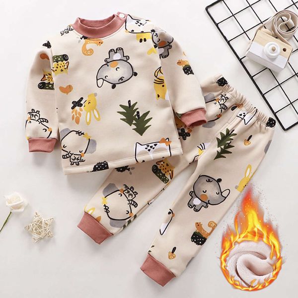 

winter new thermal 2020 autumn underwear and set plush baby thickened pajamas home cloth children's wear ig4i, Blue;red