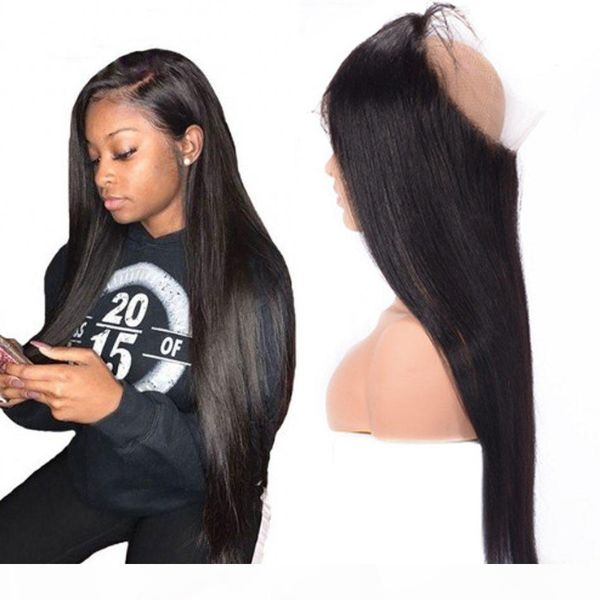 

360 кружева фронтальная закрытие индийский прямые волосы 360 фронтальная закрытие free часть natural color человеческих волос, Black;brown