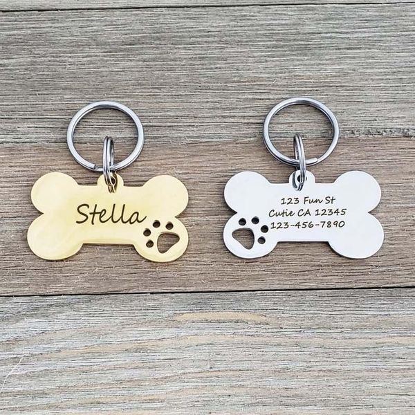 

personalized dog name tag with bone shape laser engraving custom pet tag for dogs cats or other pets customized products