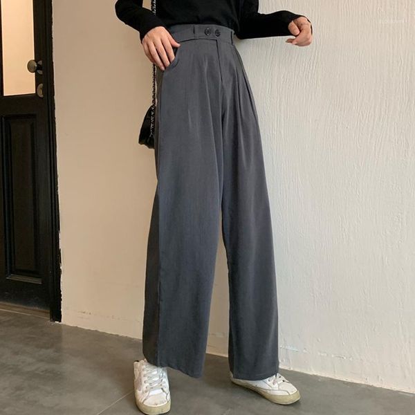 

women's high waist wide leg trousers autumn new korean version ins thin straight pants casual wide leg pants woman gd1121, Black;white