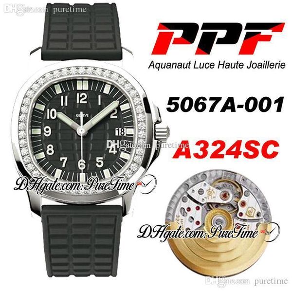

ppf 5067a-001 a324sc haute joaillerie ladies watch womens watches diamonds bezel black texture dial rubber edition ptpp puretime a1, Slivery;brown