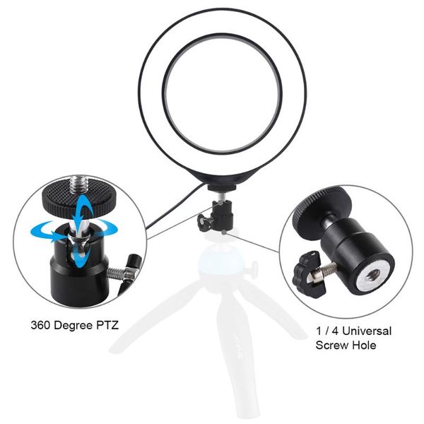 

flash heads pography led selfie ring light 16cm dimmable camera phone lamp 6.2inch with table tripods for makeup video live studio