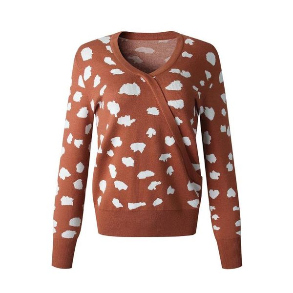 

v neck slim simple fashion retro black white stripe orange leopard europe and america long sleeve pullover winter wholesale, White;black