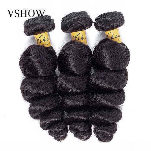 

vshow hair brazilian loose wave bundles 1 3 4 pcs human hair bundles 100% remy hair weave extensions nature color can be dyed, Black;brown