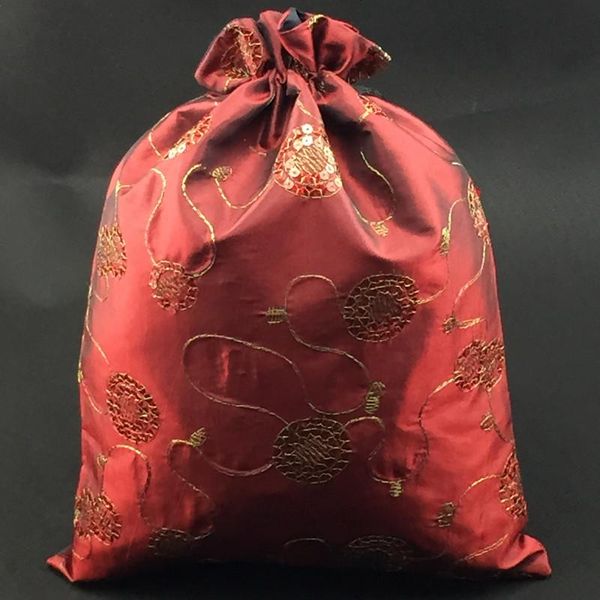 

10pcs extra large drawstring sequin packaging pouches satin fabric wedding party christmas favor gift bags with lined