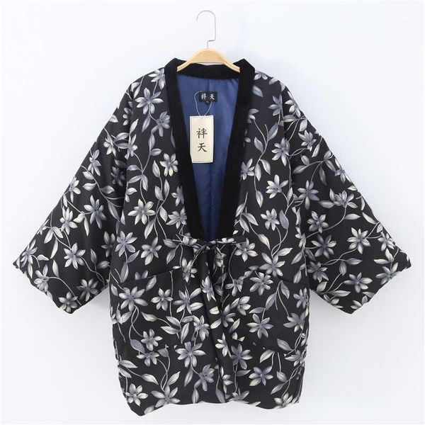 

haori woven cotton japanese style kimono pajama jacket men and women warm jacket coat winter mujer yukata asian clothes1, Red