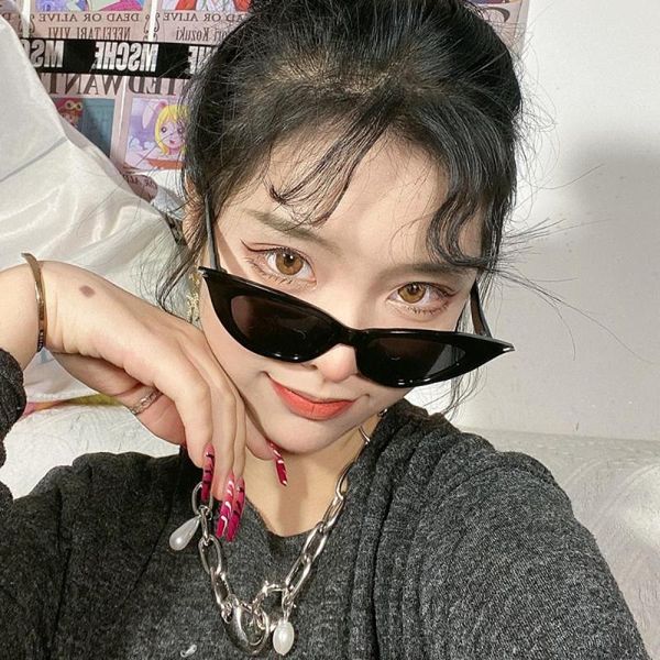 

sunglasses yameize retro cat eye womens triangle vintage sun glasses for female fashion eyeglasses eyewear, White;black