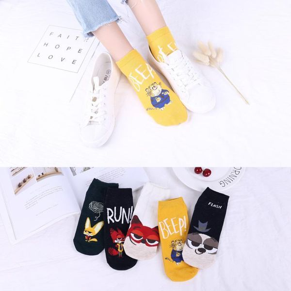 

socks & hosiery cartoon animal pattern ladies boat spring and autumn women cotton shallow mouth cute short tube women1, Black;white