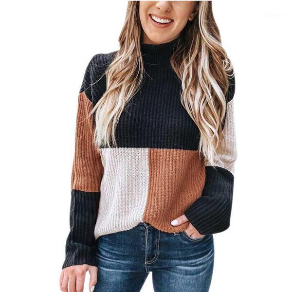 

ladies casual pullover long sleeved knitted mock neck sweater coat woman sweaters1, White;black