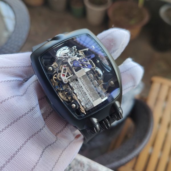 54x44x20mm big guy cool men watch mens wristwatch automatic chiron v16 cal.v16 w16 designer design watches waterproof racing super sport car, Slivery;brown