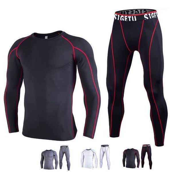 

2020 new thermal underwear men underwear sets compression fleece sweat quick drying thermo male clothing1, Black;white