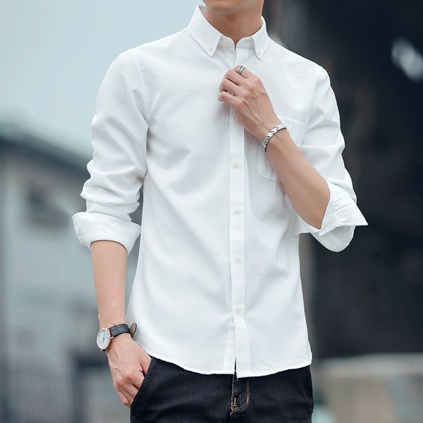 

2021 new men slim casual white shirts fms0-2083 c1212, White;black