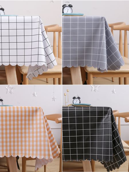 

nordic plaid cloth waterproof oil proof non washable desk ins wind students pvc plastic tea table mat