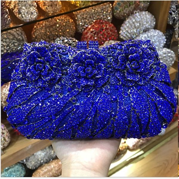 

hollow out women green crystal handbag gold evening bags metal blue minaudiere clutch mini iphone coin purse wedding wallet bag c0121