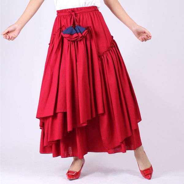 

eam] 2020 new spring summer high elastic waist black layer ruffles split joint half-body skirt women fashion tide jw780 q1209