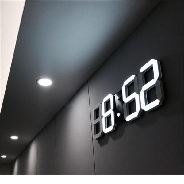 

3d led wall clock modern design digital table clock alarm nightlight saat reloj de pared watch for home living room de bbyrgc