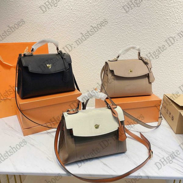 

lockme ever bb tote shoulder bag designer vintage sleek shape flap bags keybell turn lock handbag smokey brown / quartz white / caramel