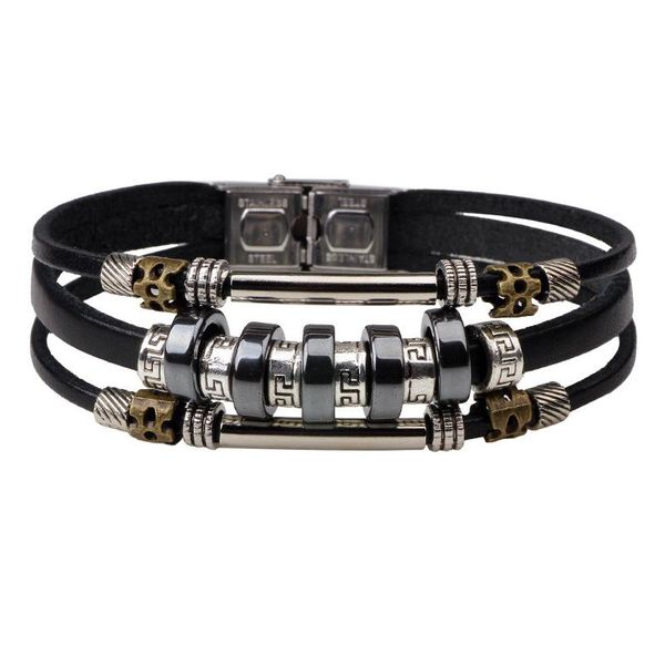 

charm bracelets multilayer leather beaded bracelet men jewelry boho for women love vintage & bangles gift tj-17, Golden;silver