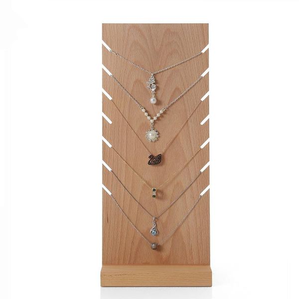 

oak solid wood necklace pendant display stand jewelry display rack, Pink;blue