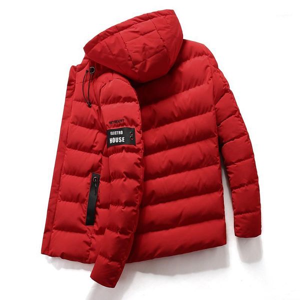 

new men's short slim hooded jacket,winter thick warm down jacket, large size solid color trend cotton clothing coat1, Tan;black