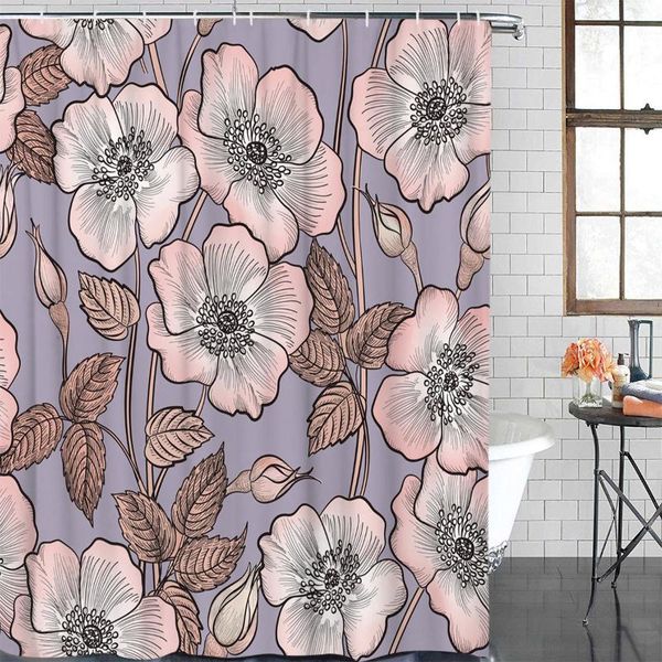 

shower curtains bathroom waterproof curtain plant bloom flowers fabric home decor