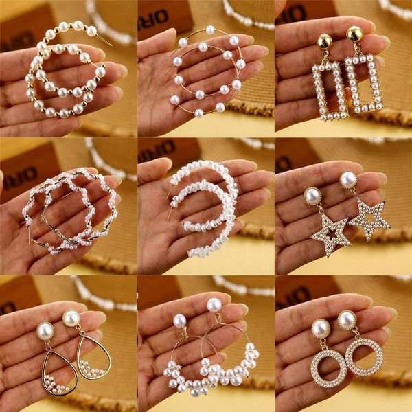 

элегантные свадебные ювелирные изделия жемчужные серьги для женщин мода большая геометрическая круглая звезда свисает серьги 2020 женское за, Golden