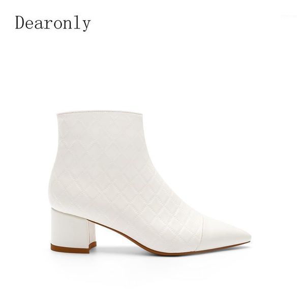 

boots dearonly pointed toe chunky heel side zipper women ankle boots1, Black