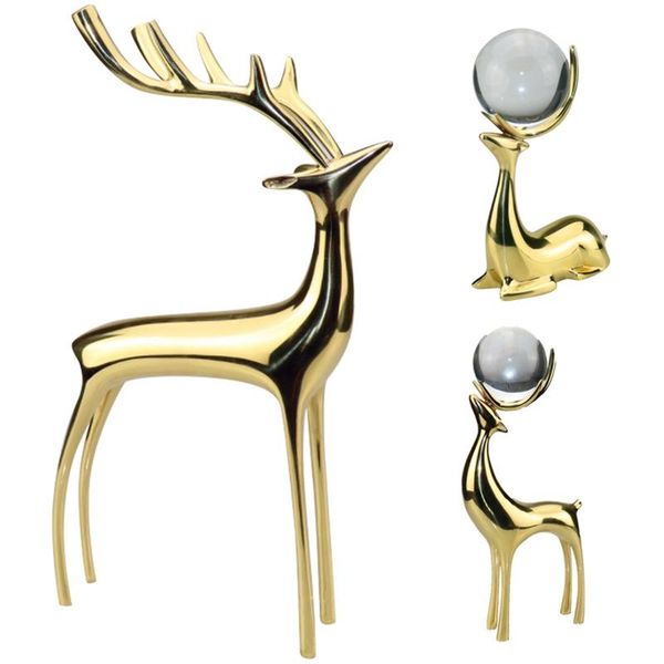 

nordic light luxury pure copper deer decoration office wine cabinet living room crafts ins gifts