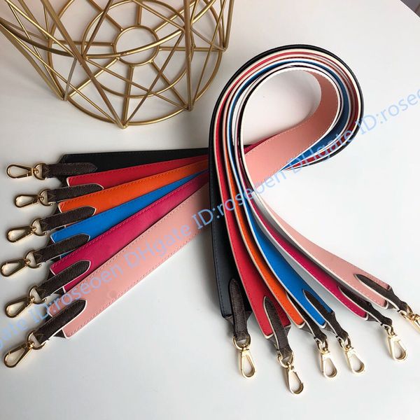 

5a classic classic real leather strap 6 color 90cm women men crossbody shoulder bag strap brown flower messenger bag j02288, Black