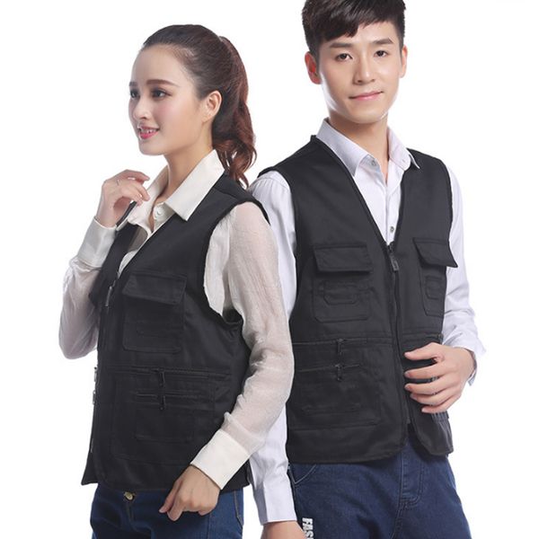 

men's multi pocket zip vest hunting fly fishing travel summer autumn outdoor sport quick-dry waistcoat jacket xl/xxl/xxxl lj201222, Black;white