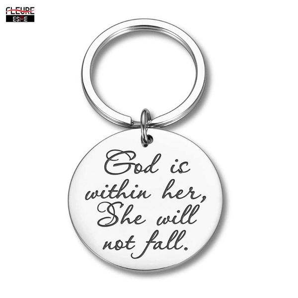 

keychains graduation gifts daughter keychain for women friend sisters birthday encouragement she will not fall key ring teen girls, Silver