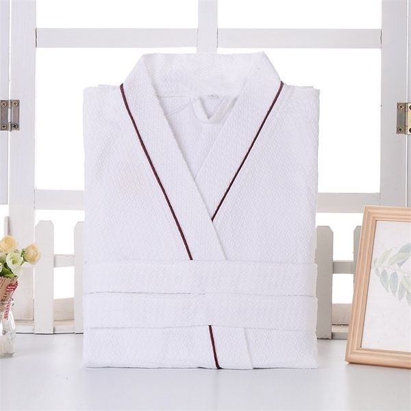 

waffle cotton bathrobe men summer women nightgoen sleepwear ladies blanket towel fleece lovers long soft robe spring 201109, Black;brown