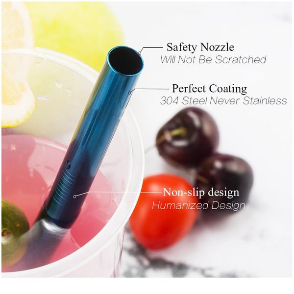

bold 304 stainless steel straw straight bend metal reusable straw with cleaning brush set party bar acc wmtlmh