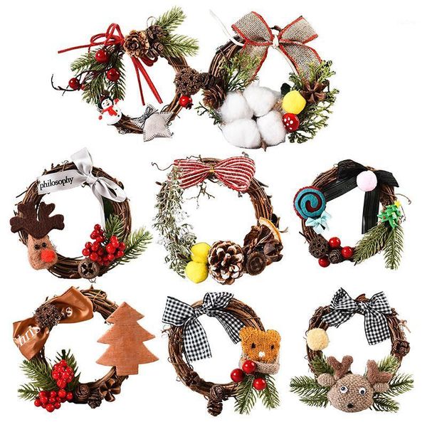

1pcs christmas wreath hanging handmade wall hanging wall door decoration garland family party christmas party decoration 20211
