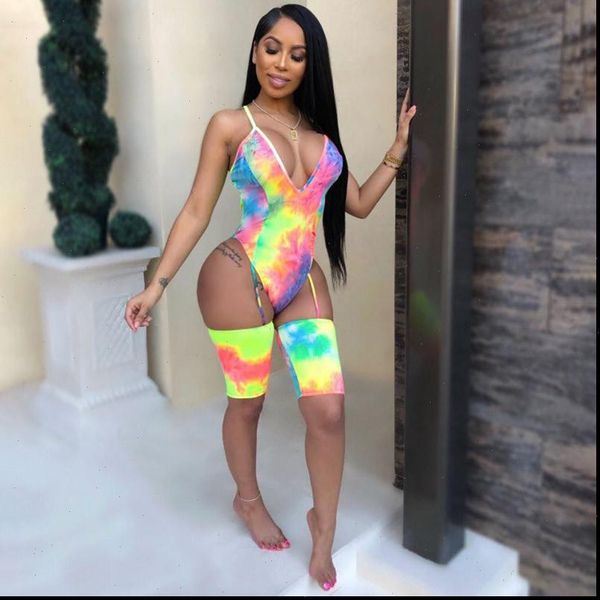 

colorful spaghetti strap women bodysuits deep v neck backless criss cross lace up jumpsuits summer party night club playsuits, Black;white