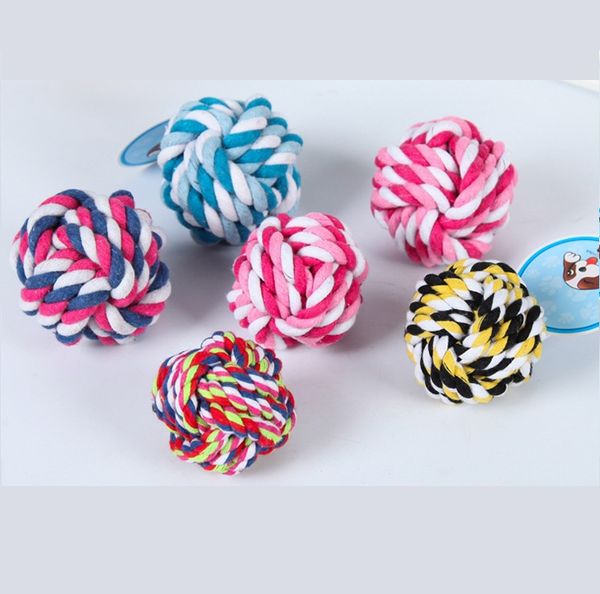 Colorful Pet Cotton Chew Knot Rope Ball 5cm 7cm 8cm Pet Dog Toys Interattivo durevole a forma di palla Pet Dog Cotton intrecciato giocattolo
