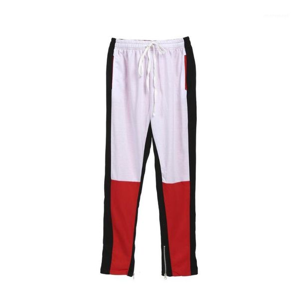 

men's jogger pants fashion sports gym workout hip hop track trousers long slacks patchwork drawstring1, Black