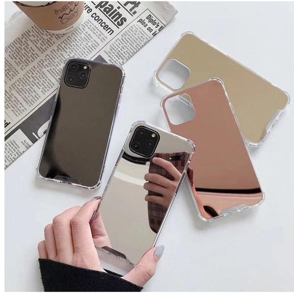 

hockproof tpu pc for iphone 12 pro max 6 7 8 plus x xr xs max case make up with mirror cover for iphone 11 pro mirror fashion phone case