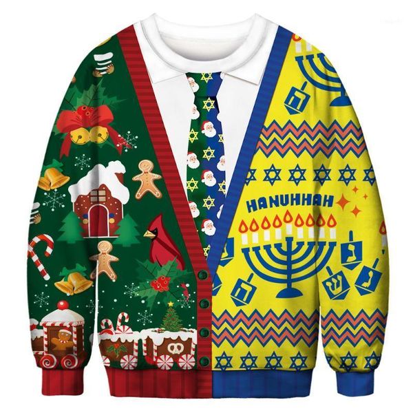 

christmas sweatshirt funny 3d print sweater long sleeve round neck fashion sweater casual xmas party style pullover1, White;black