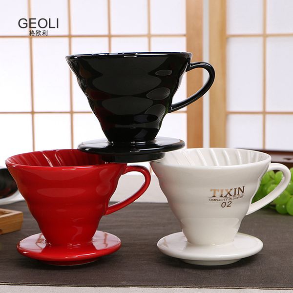 

ceramic v60 espresso filter cup pour over maker with stand funnel dripper coffee accessories q0109