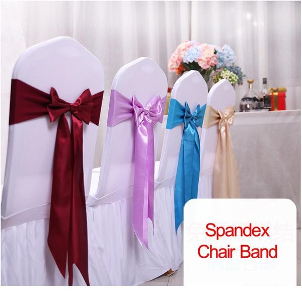 

25pcs wedding decoration knot chair bow sashes satin spandex chair cover band ribbons chair tie backs for party banqu jllnet