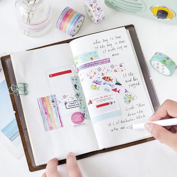 

2016 er прибрежная пляж wasi лента декоративная ремесло клейкая лента diy скрапбукинг наклейка марка маскирующая лента h