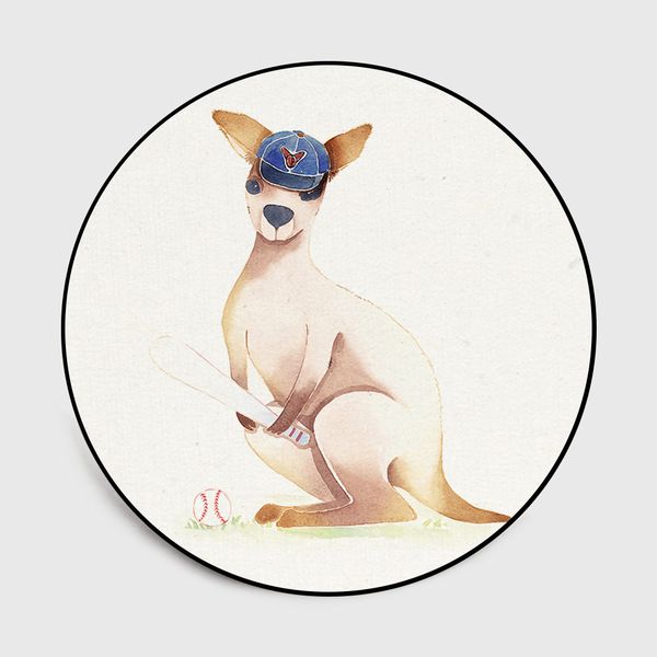 

round style european 3d cartooncute watercolor cartoon anthropomorphic animal bedroom living room short crystal velvet round floor mat carpe