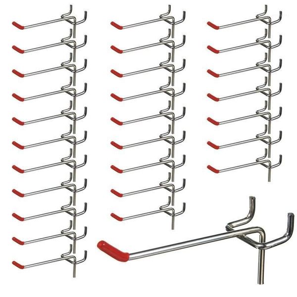 

hooks & rails 25pcs 100mm pegboard slat wall retail display shop peg hang fits home hanger chrome metal 1-1.5kg loading1